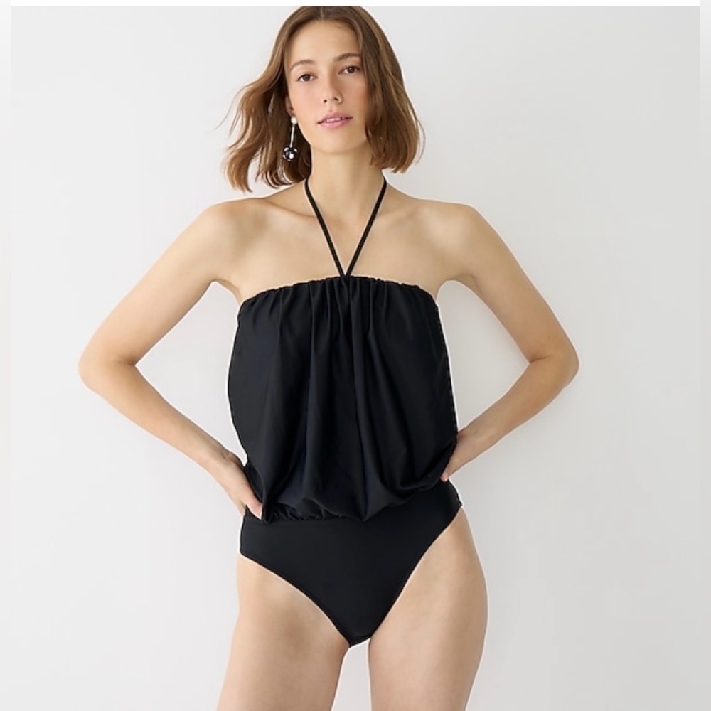 J.Crew Draped Blouson One-Piece Swim Suit Black Size 24